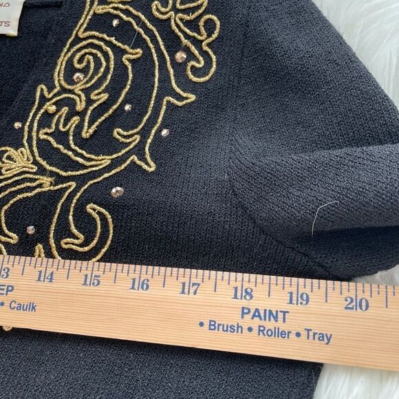 vintage louis marino for jennifer roberts rare gold embroidery cardigan size 8 - Picture 7 of 8